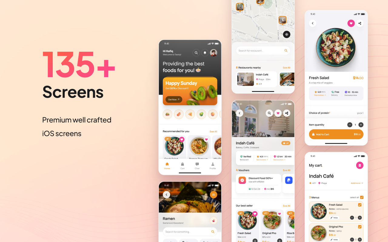 Foto kelas TASSTY - Food Delivery Mobile App Figma Template UI Kit